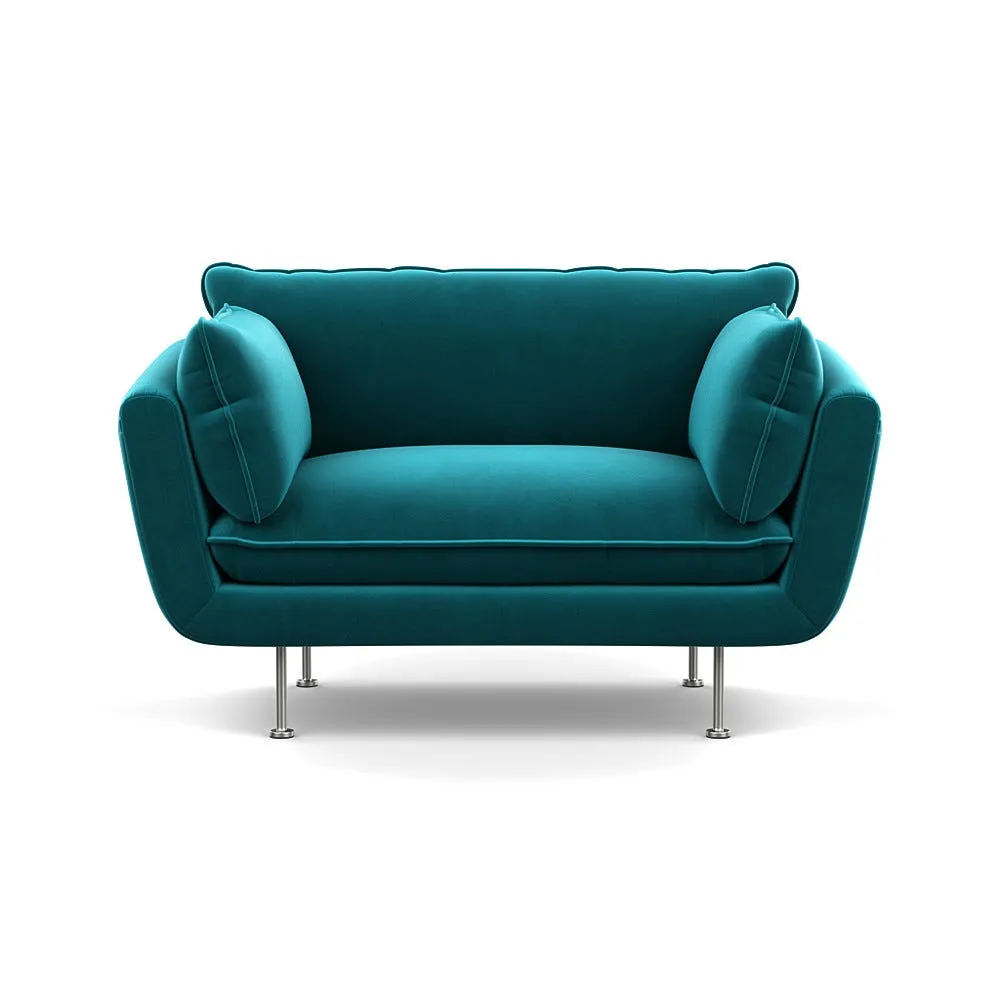 Heal's Allora Loveseat Smart Velvet Petrol Stainless Steel Feet
