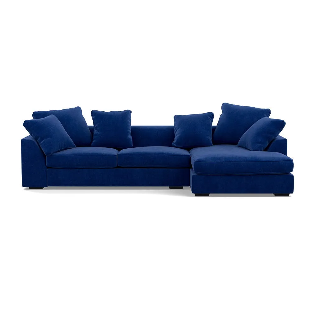 Heal's Cumulus RHF Corner Sofa Smart Luxe Velvet Azure Black Feet 1
