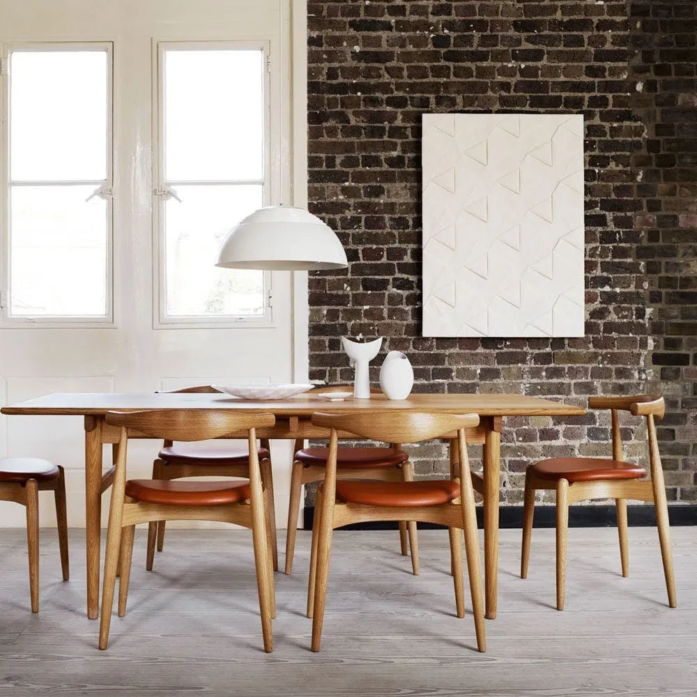 Carl Hansen & Son CH20 Dining Chair Black Painted Oak Thor Leather 301 Seat 4