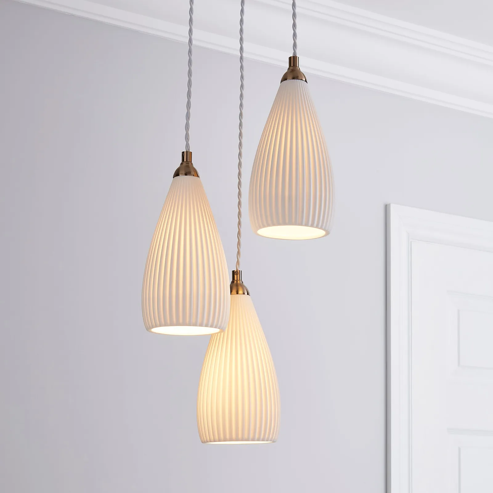 Dorma Purity Ribbed Porcelain Cluster Ceiling Fitting White