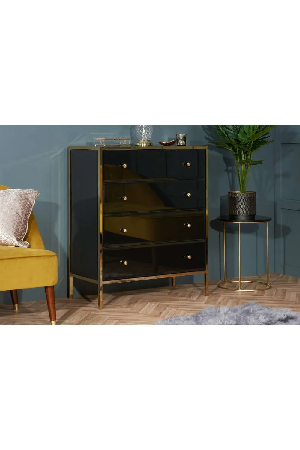 Birlea Fenwick 4 Drawer Chest Black & Gold 2