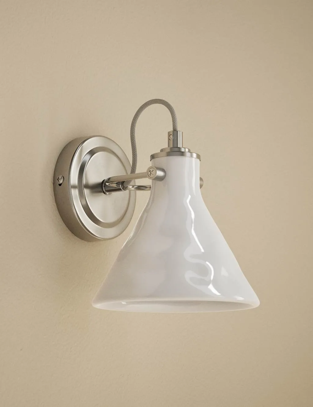 M&S Ceramic Mottled Cone Wall Light White