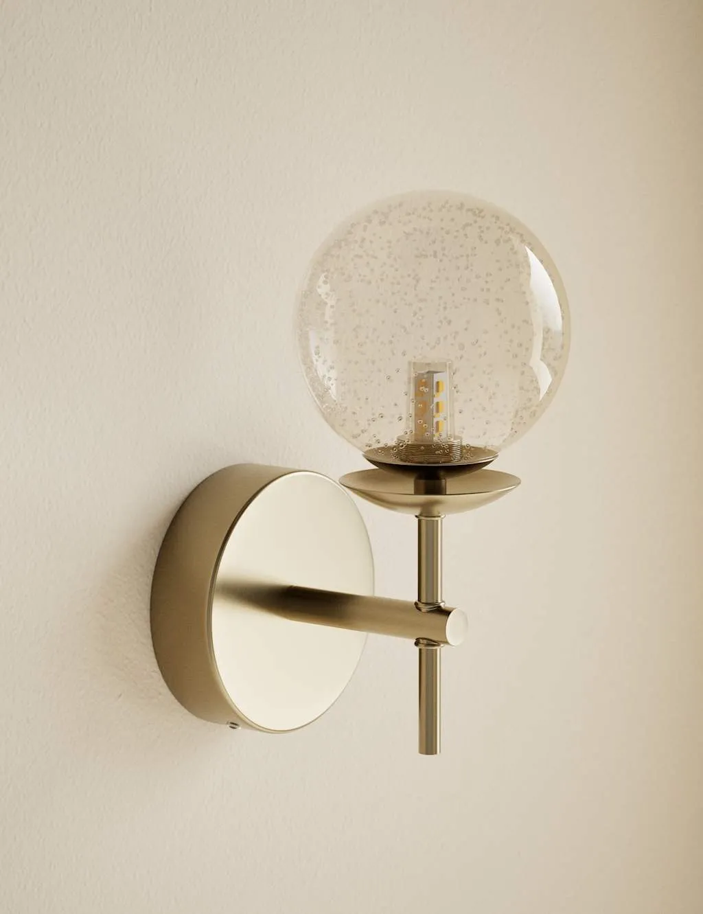 M&S Glass Single Sputnik Bubble Wall Light Champagne