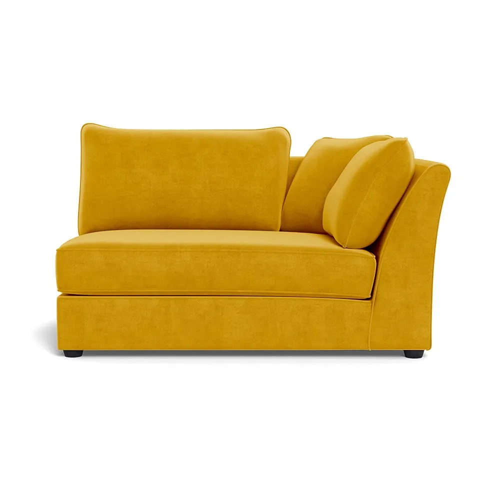 Heal's Tailor Large Curved Right Hand Facing Corner Unit Smart Luxe Velvet Canary Black Feet