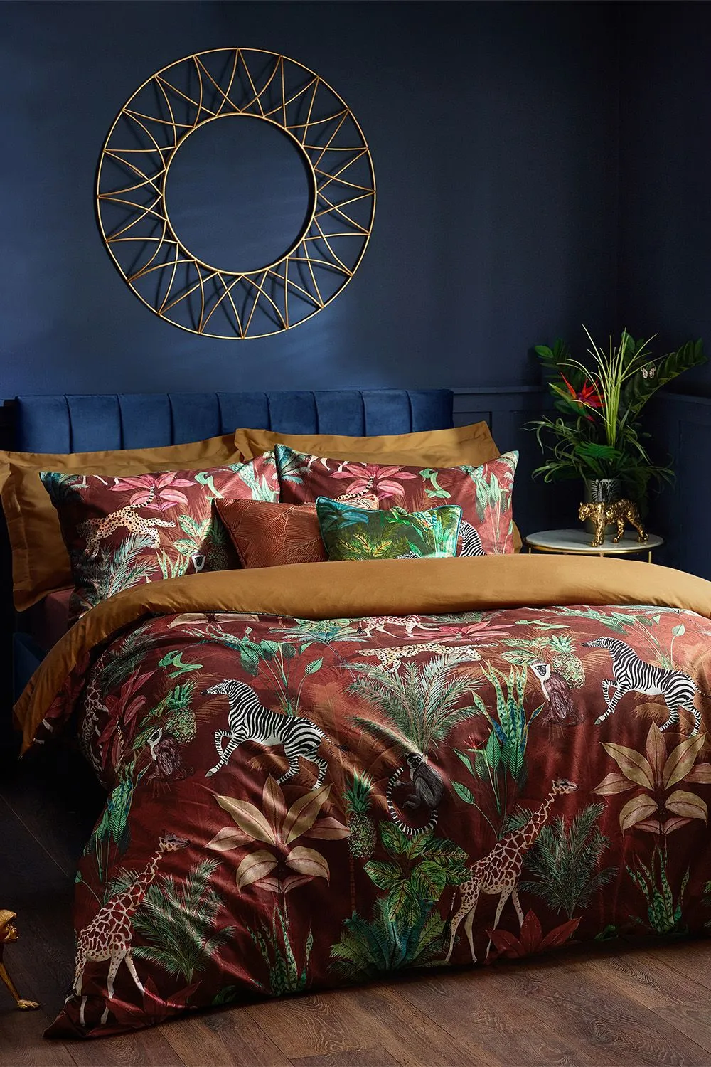 Wylder Aranya Exotic Animal Velvet Duvet Cover Set in Orange