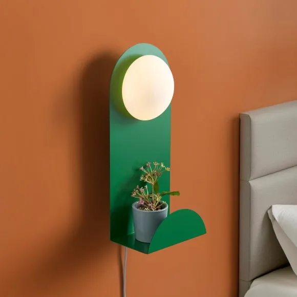 Elements Harton Shelved Plug In Wall Light 3