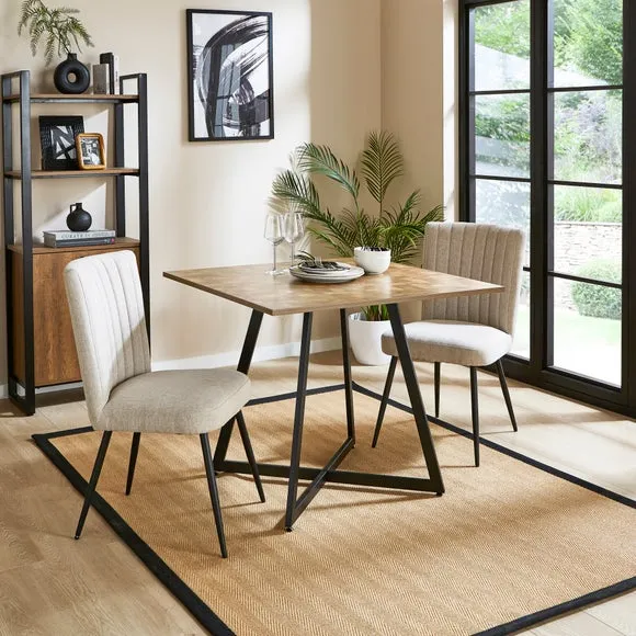Brayden 2 Seater Square Dining Table, Parquet Effect Light Wood