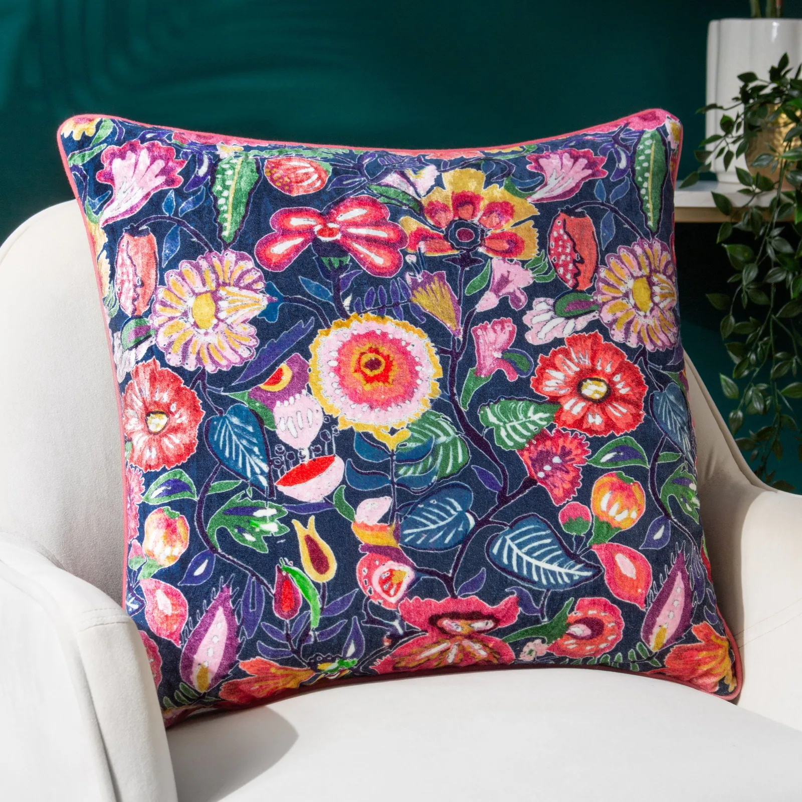 Wylder Tropics Glorine Floral Velvet Cushion