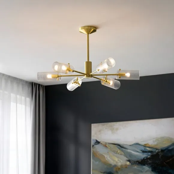 Sterling Ribbed 6 Light Semi Flush Ceiling Light