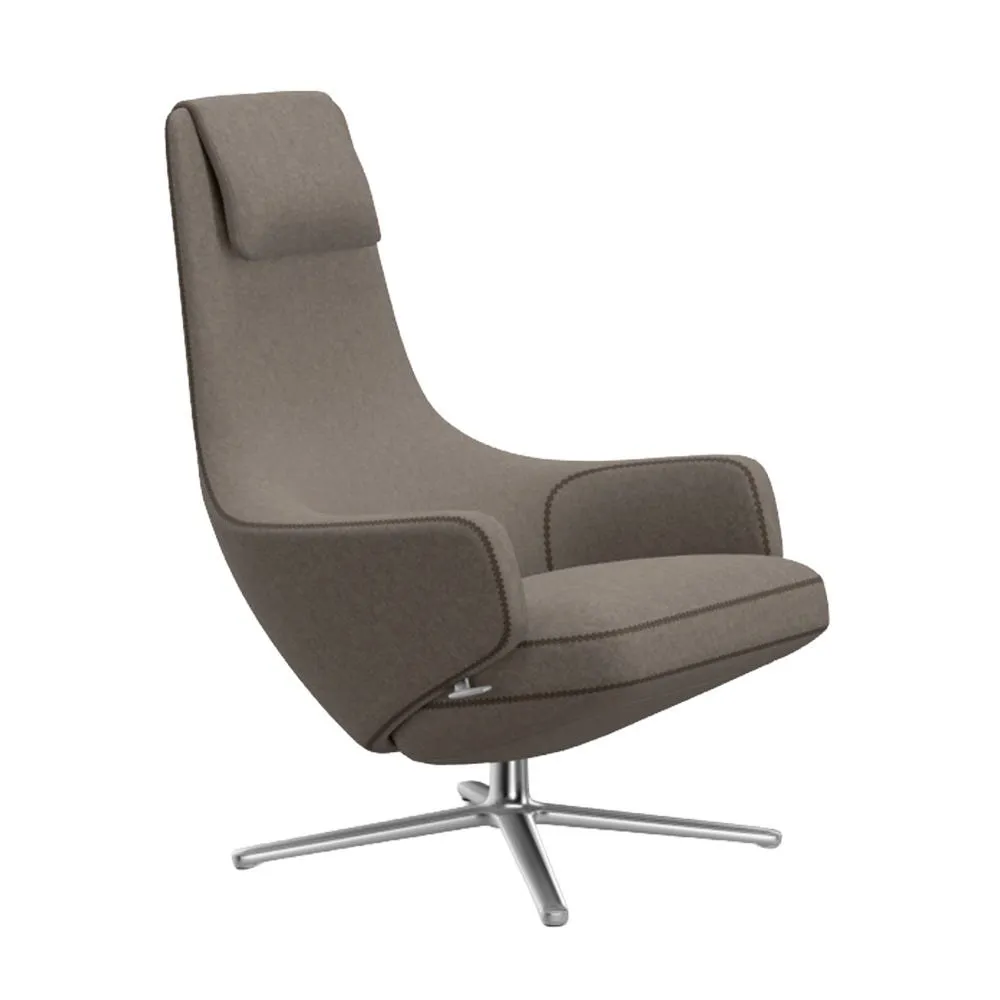 Vitra Repos Armchair Cosy Fossil Polished Base Glides for Carpets 2