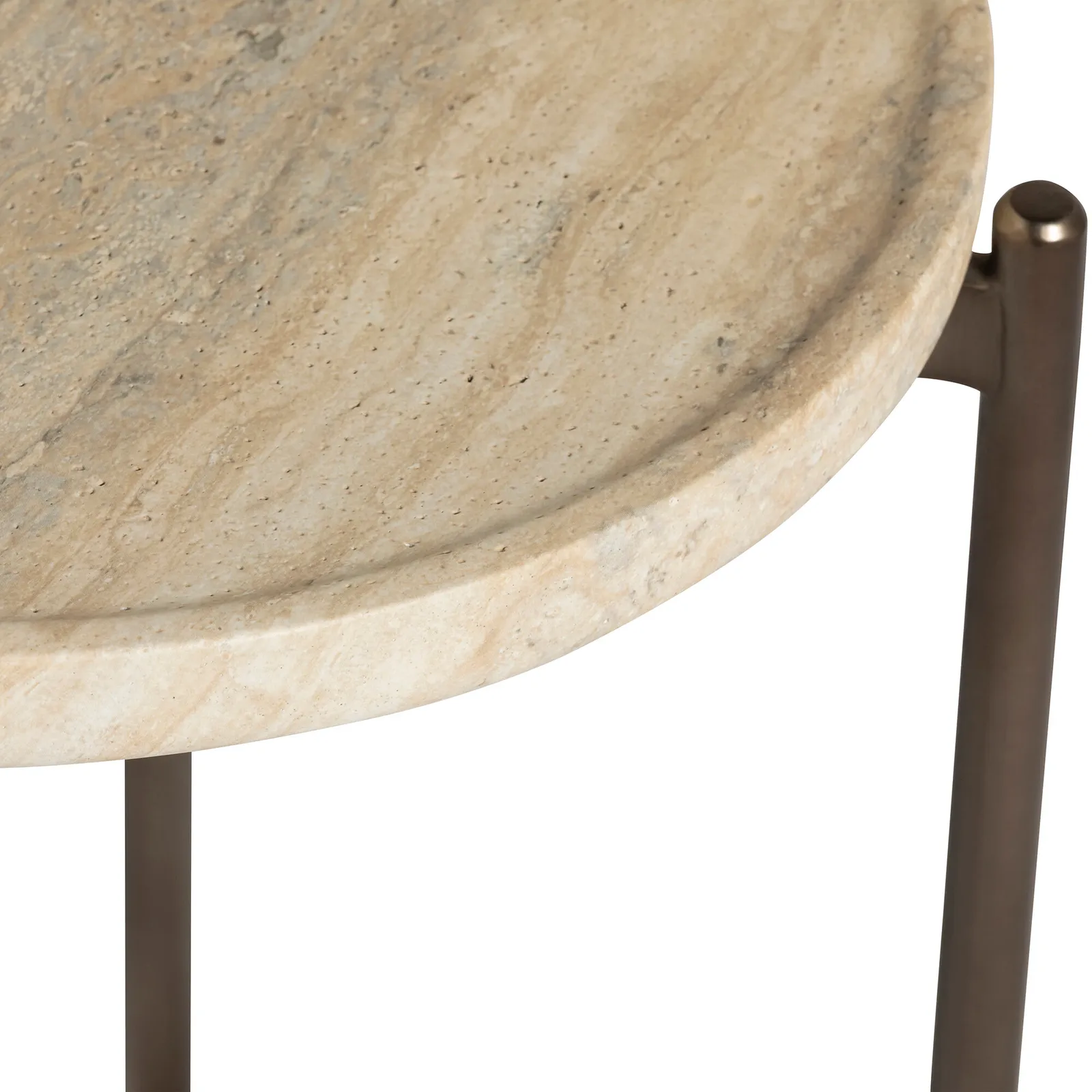 Ryde Low Dark Travertine Side Table, Round, Neutral | Barker & Stonehouse 5