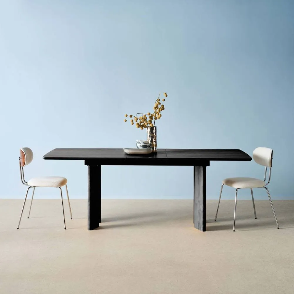 sweeek 6-8 seater rectangular extendable dining table, rubberwood & oak ven in Black 4