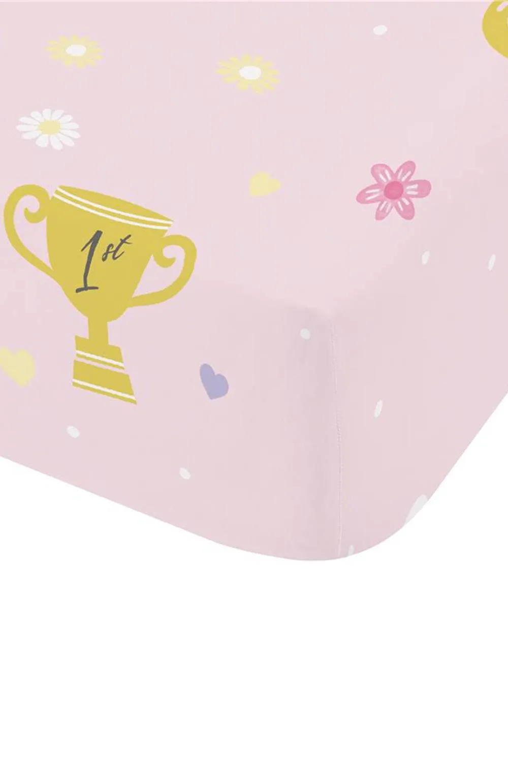 Catherine Lansfield 'Happy Horses' Fitted Sheet in Pink 3