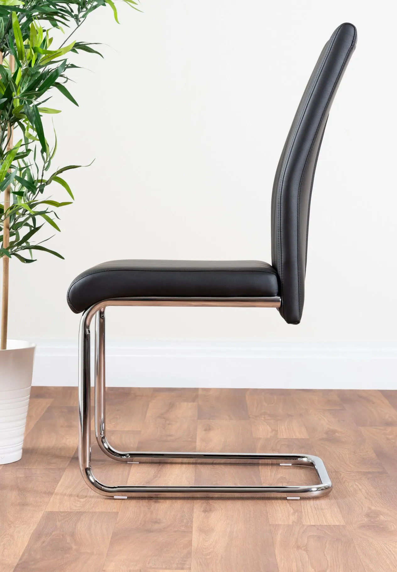 FurnitureboxUK 2x Lorenzo Faux Leather Chrome Dining Chairs in Grey 3