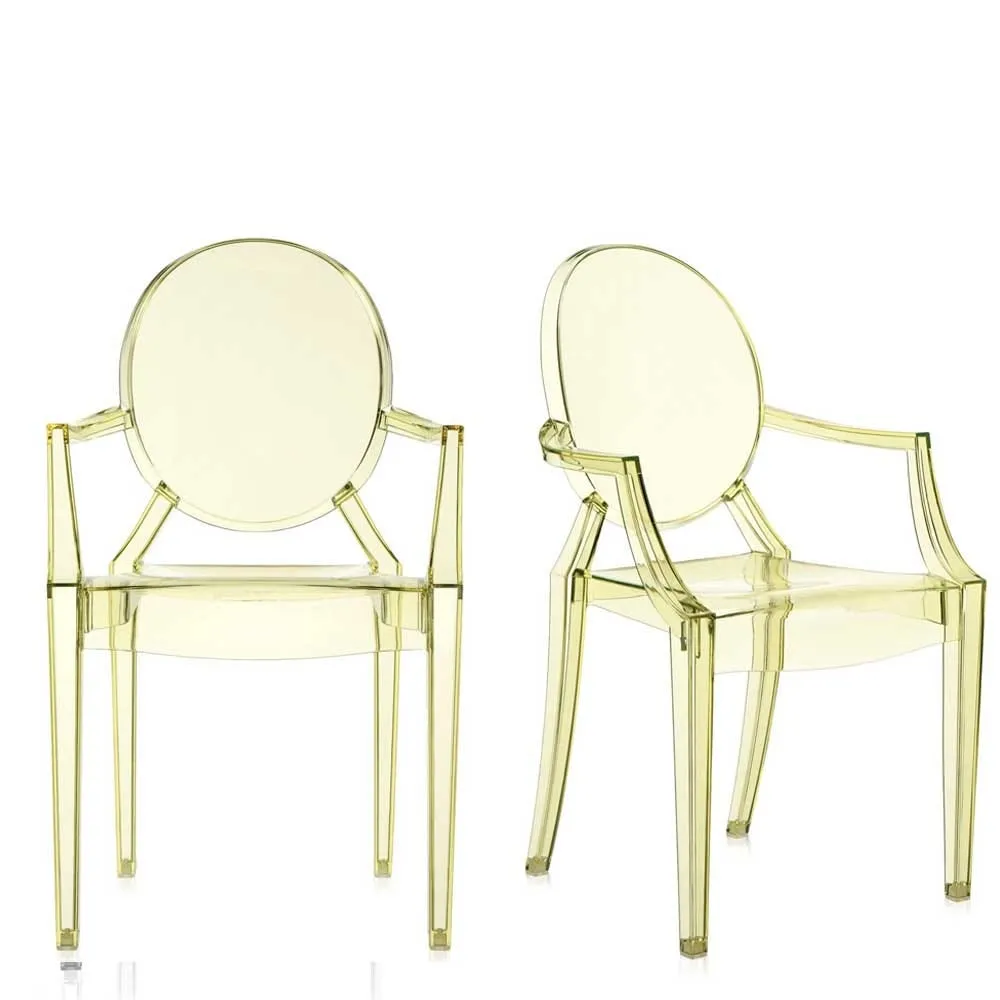 Kartell Louis Ghost Armchair Straw Yellow Set of 2 2