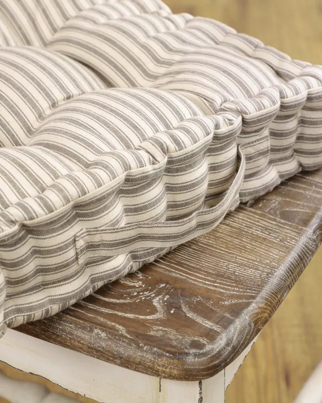 Dibor Set of 4 Grey Striped Indoor Dining Chair Seat Pad Box Cushions L40cm x W40cm 4