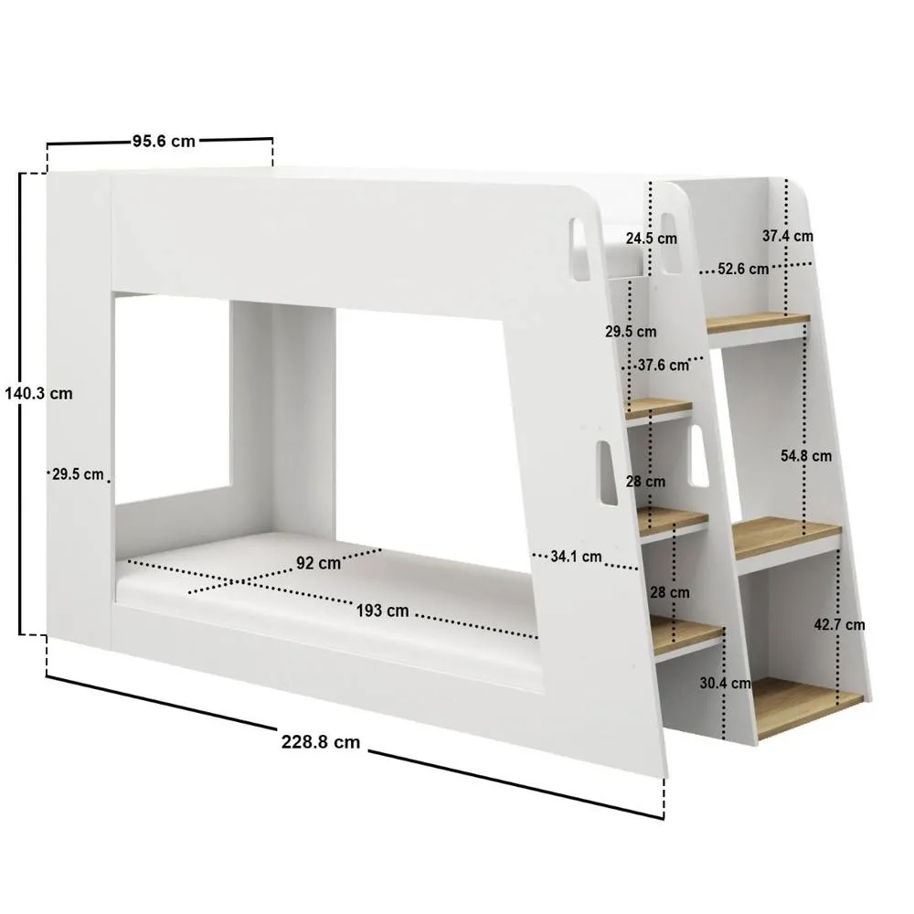 Flair Fern Bunk Bed White & Oak 5