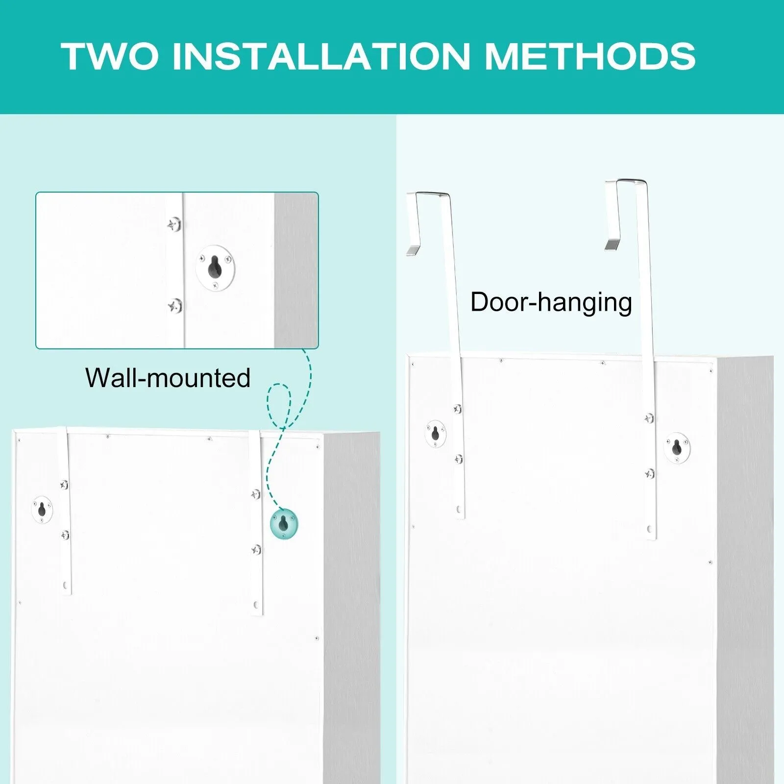 Costway Full-length Mirror Jewelry Cabinet Wall/Door Mounted Jewelry Armoire LED Lighted in White 6