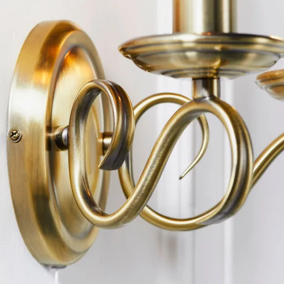 Vogue Bernice Antique Brass 2 Light Wall Light 5