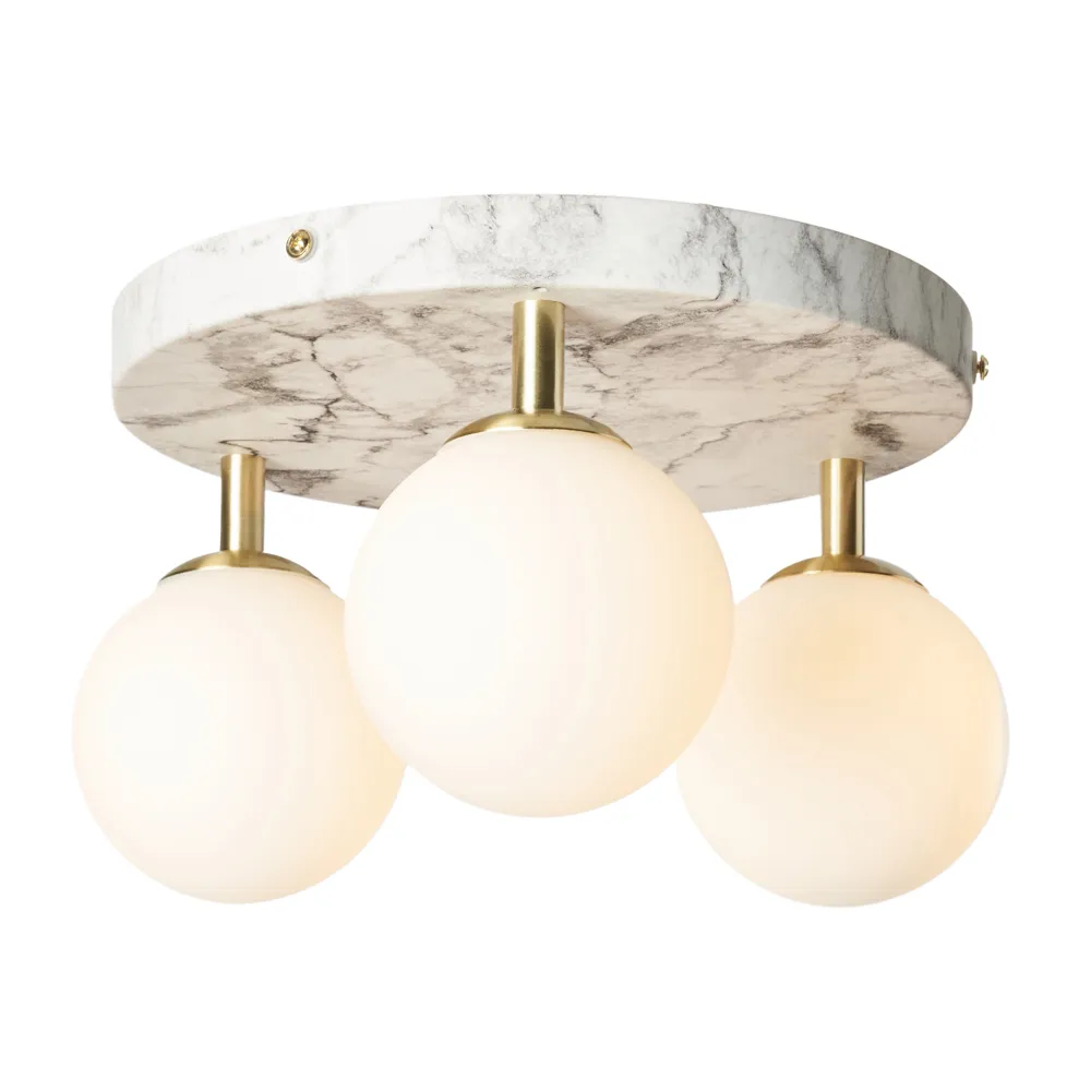 Leona 3 Light Bathroom Flush Ceiling Light, Marble