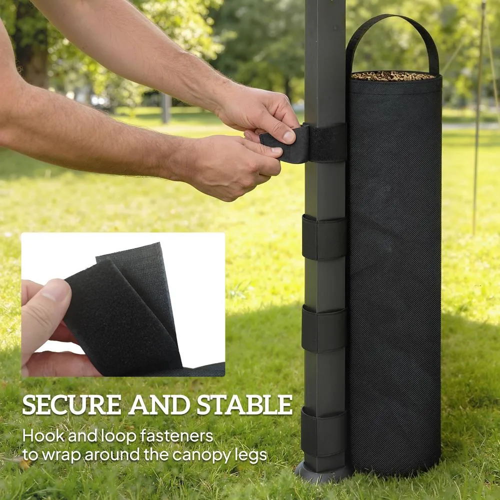 OUTSUNNY 8 Pack Gazebo Sand Weights Bags, 40 kg Heavy Duty Sandbags, Black 6