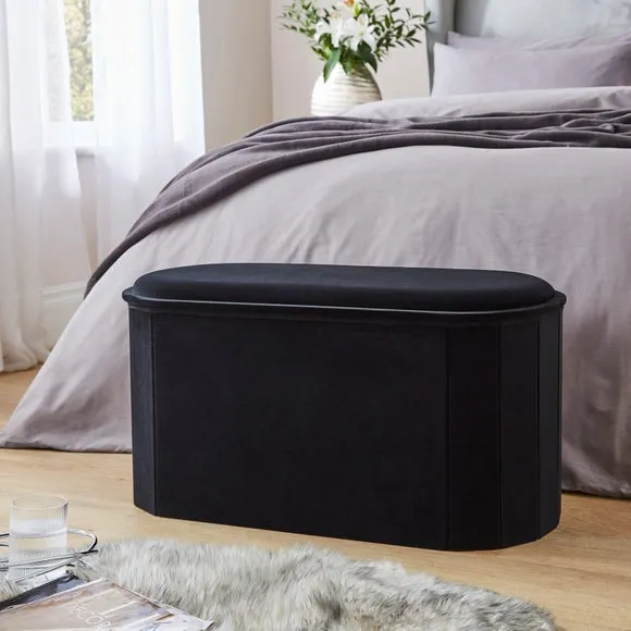 Recycled Velour Lozenge Ottoman with Tray 1