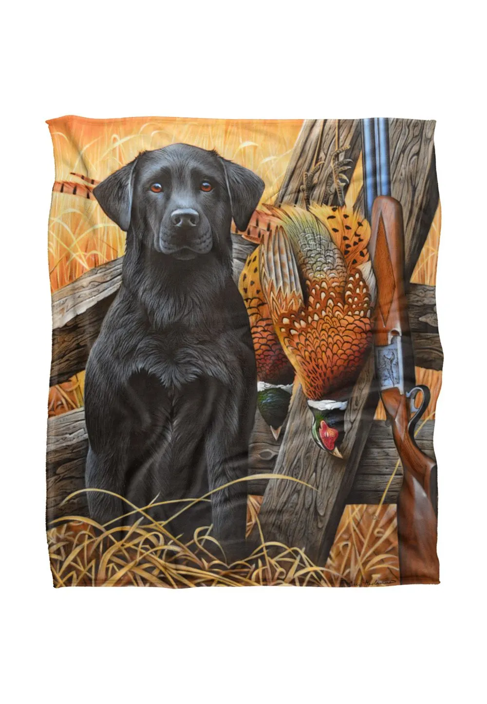 JQ Licensing Jg-Jp Labrador Hunting Dog Silky Touch Super Soft Throw Blanket 152 X 127 cm in White