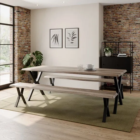 Ezra II 6 Seater Dining Table and Bench Set