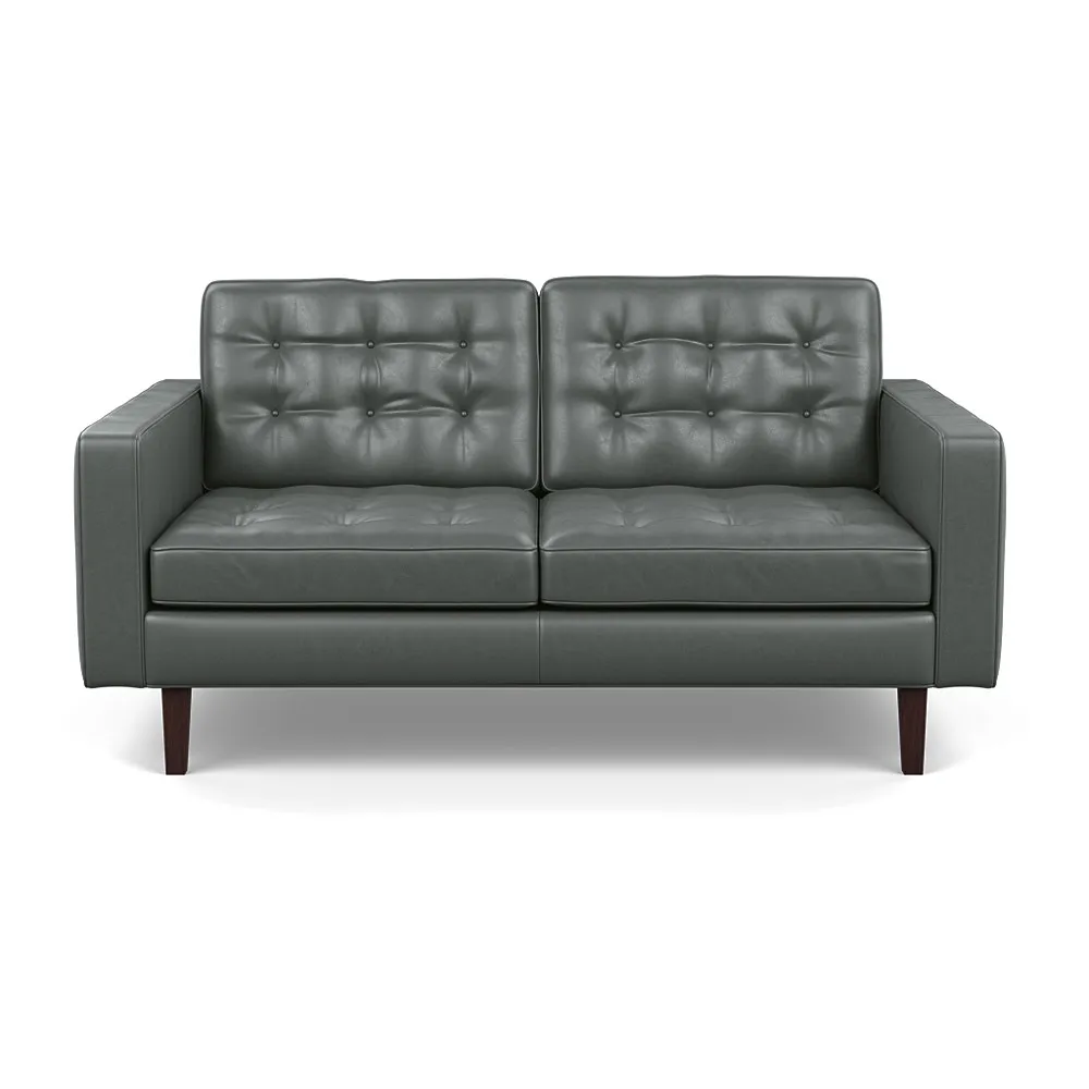 Heal's Hepburn 2 Seater Daino Leather Steel Wenge Feet 1