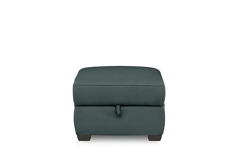 Brescia Leather Storage Footstool - BV Lake Green