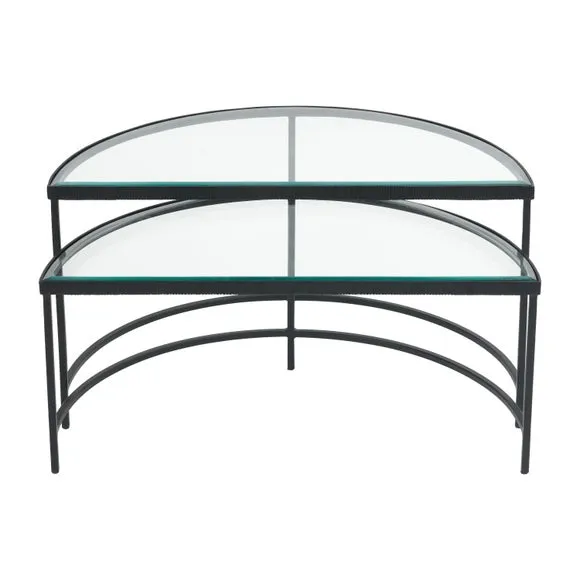 Marazzi Half Moon Coffee Tables, Bevelled Glass 6