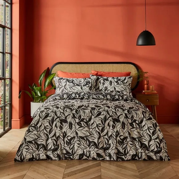 Sketched Leaf 144 Thread Count 100% Cotton Reversible Duvet Cover & Pillowcase Set 3