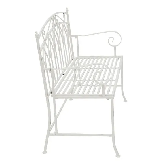 Wrought Iron 2 Seater White Bench 6