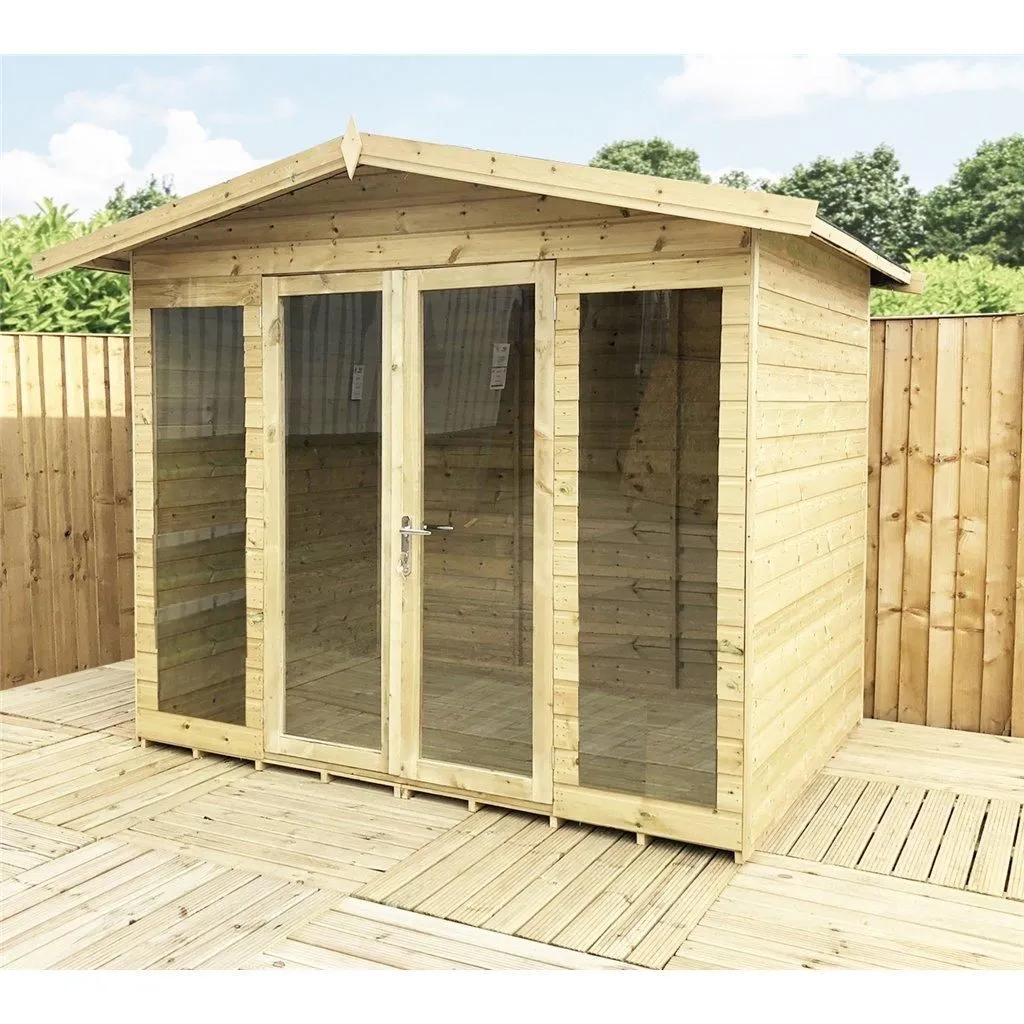 Marlborough 16 x 12 Pressure Treated Summerhouse with Long Windows in Natural