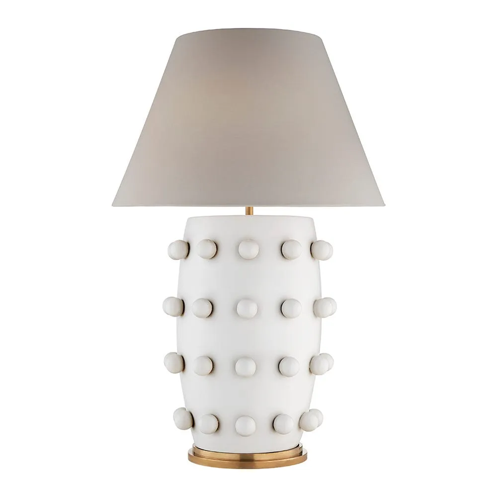 Visual Comfort Linden Table Lamp White/Linen Shade Large 2