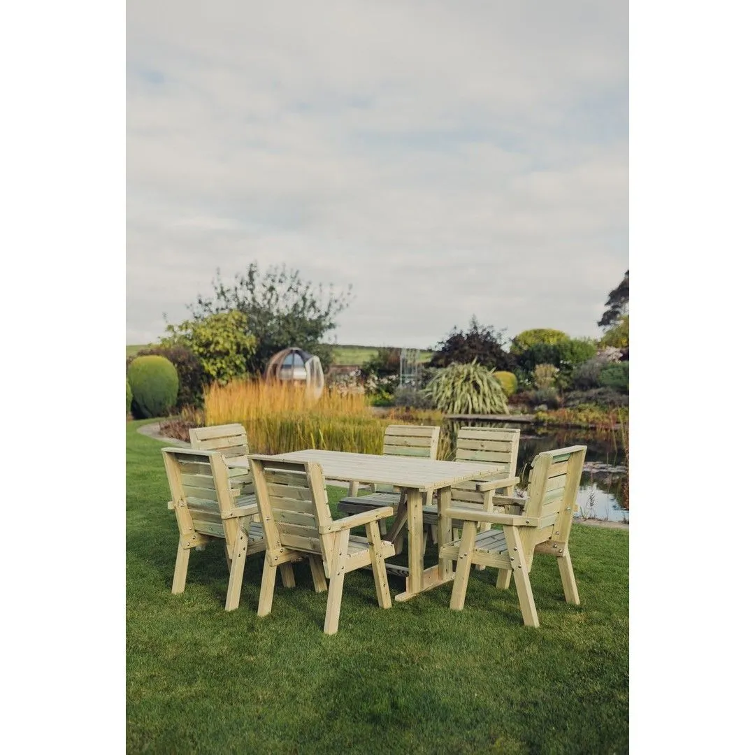 Churnet Valley Garden Furniture Ltd Clover 6 Seater Rectangular Table & Chair Sets - Partially Assembled in Brown 2