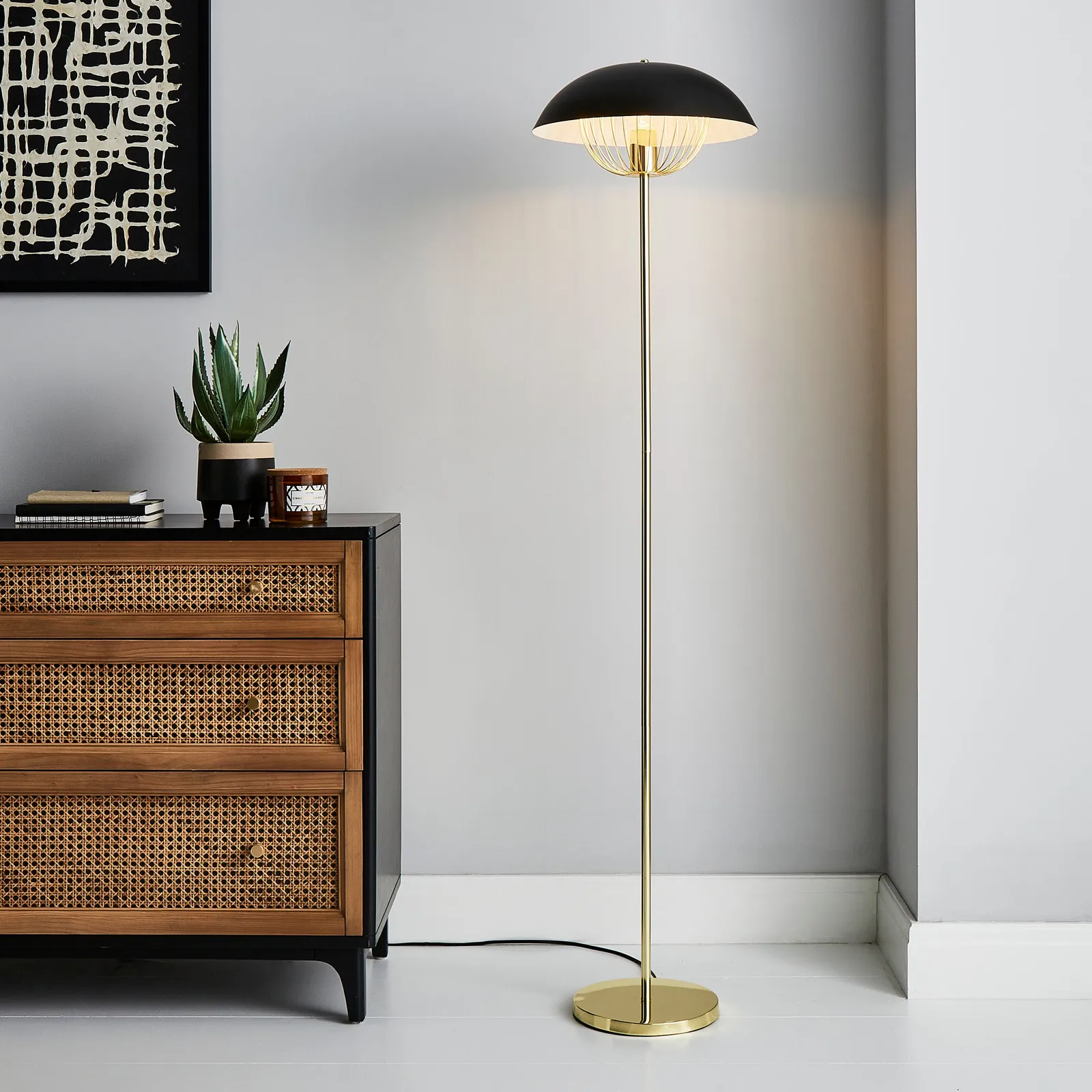 Enzo Black Floor Lamp Gold