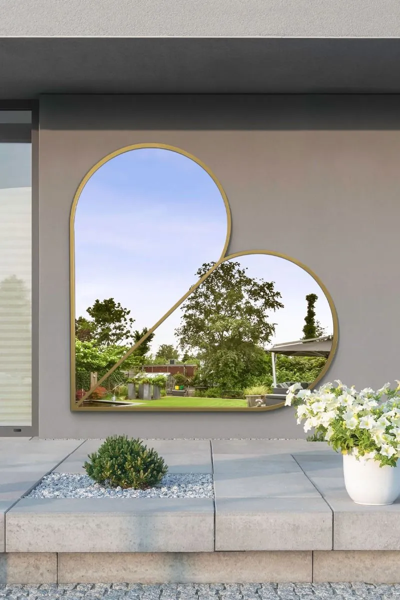MirrorOutlet Gold Metal Framed Heart Shaped Wall Garden Mirror (180CM X 180CM) 6