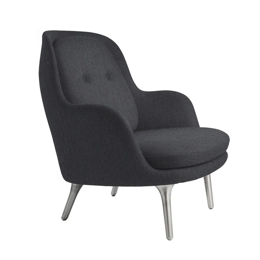 Fritz Hansen Fri Lounge Chair Dark Grey Fabric Aluminium Legs