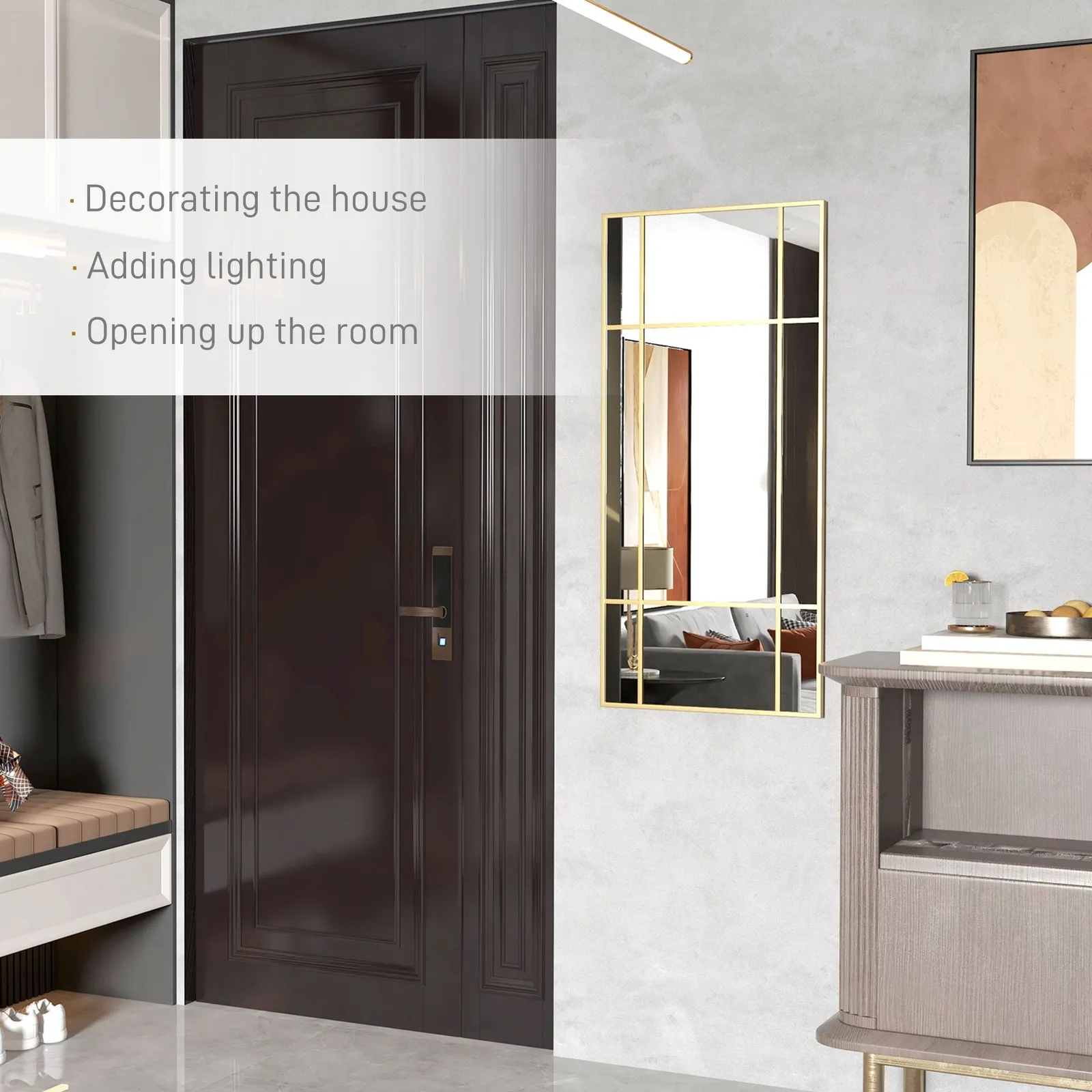 HOMCOM 110 x 50cm Wall Mirror Metal Frame Vanity Mirror for Living Room in Gold 4