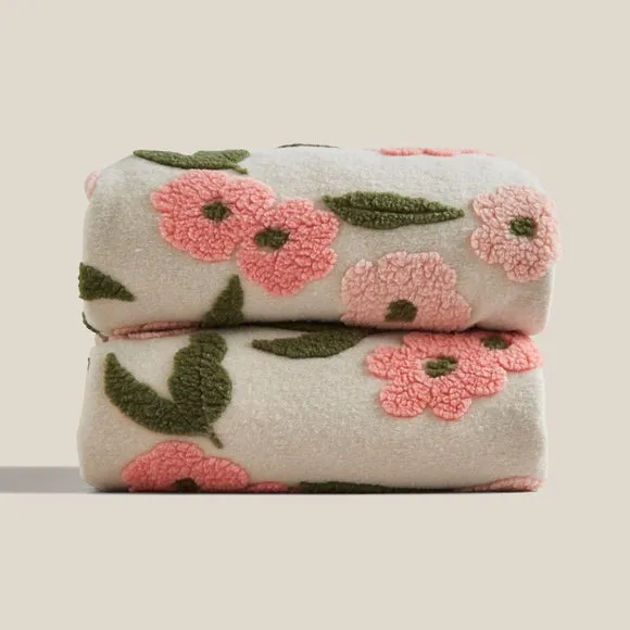 Floral Jacquard Throw Blanket 130cm x 180cm 4