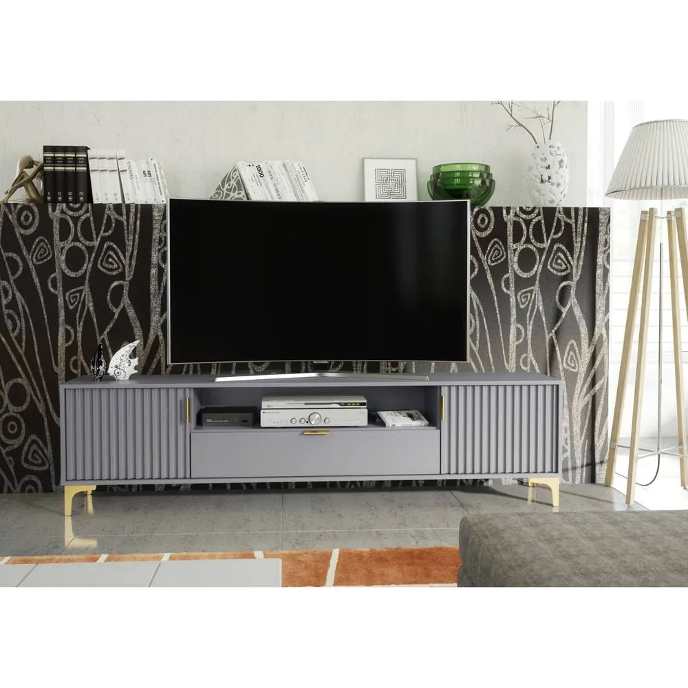 Creative Furniture Tide Crest TV Unit 200cm - Dark Grey & Gold 5