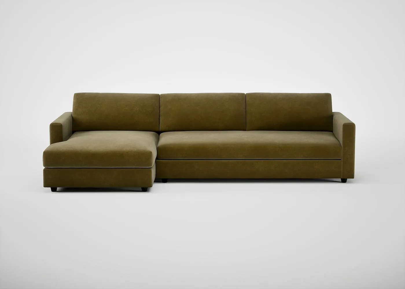 Heal's Nimbus II Chaise Sofa LHF Smart Luxe Velvet Peridot Black Feet 1