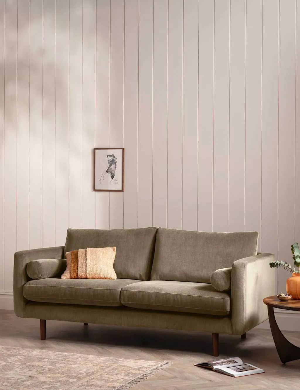 BARKER AND STONEHOUSE Moore Chenille Large 3 Seater Sofa Light Grey