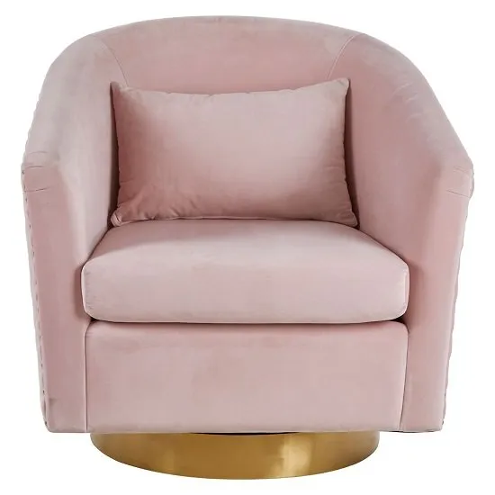 Menkib Upholstered Velvet Tub Chair In Soft Pink Finish