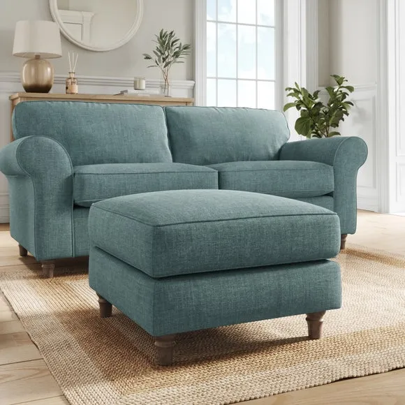 Flori Tonal Plush Chenille Footstool 1