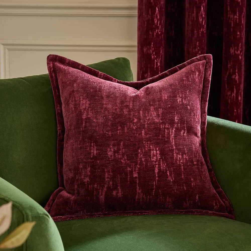 Paoletti Aurelio Chenille Jacquard Cushion in Burgundy 1