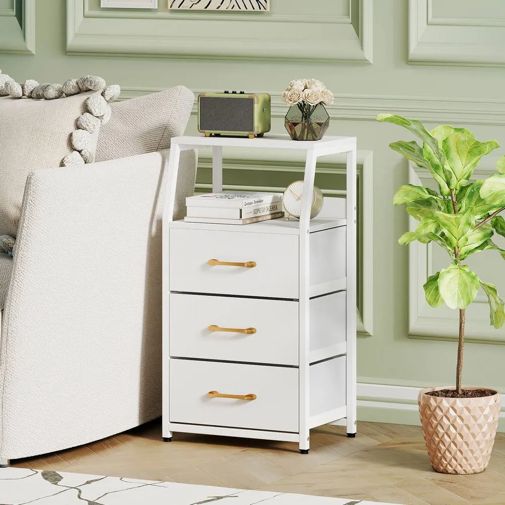 Costway 3-Drawer Storage Cabinet Vertical Storage Dresser w/Detachable Drawers in White 6