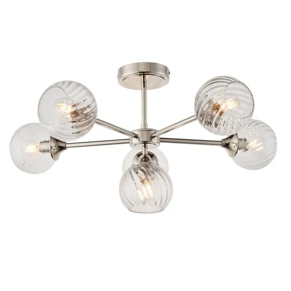 Vogue Asher Art Deco 6 Light Semi Flush Ceiling Light 5