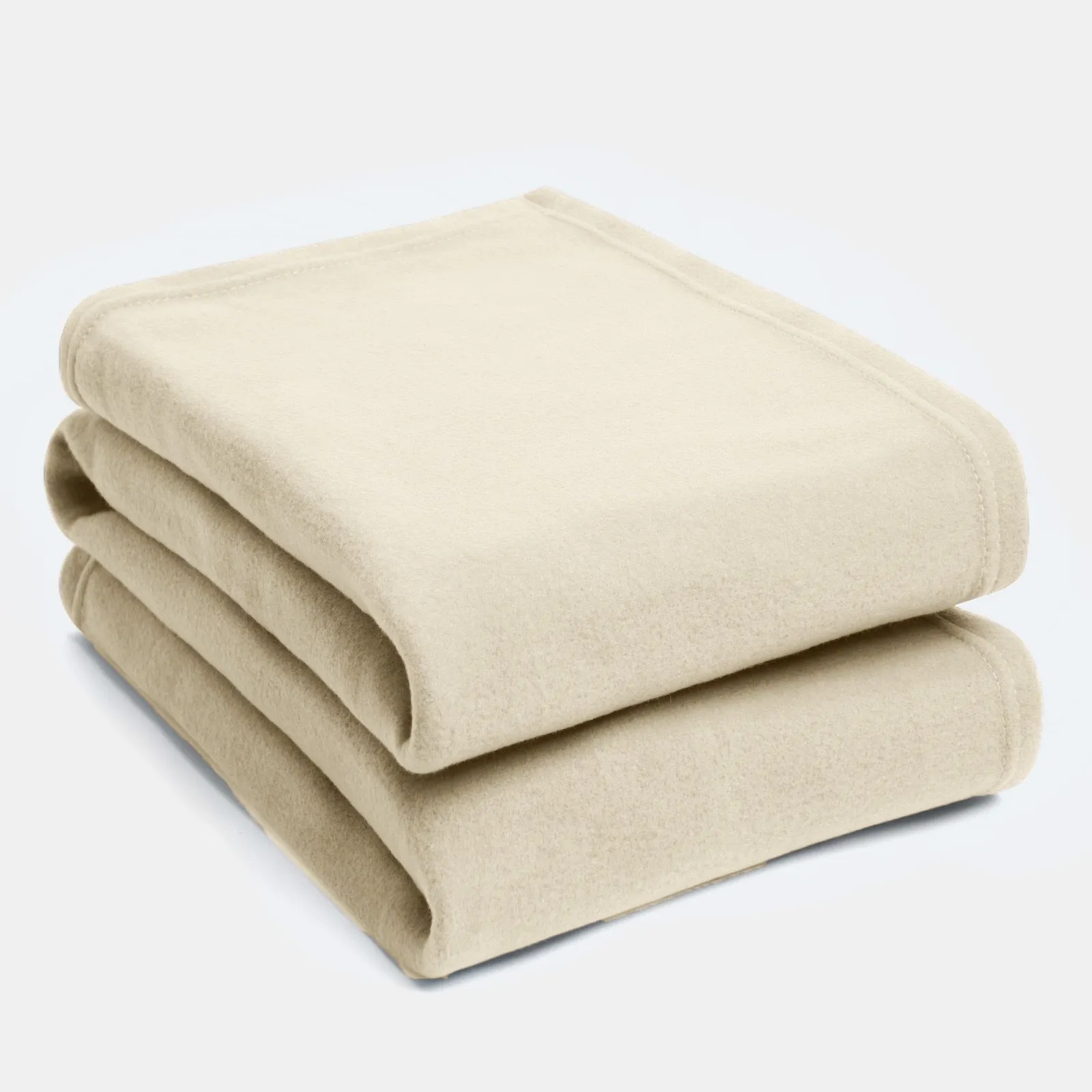 OHS Warm Plain Fleece Throw Over Bed Blanket in Cream